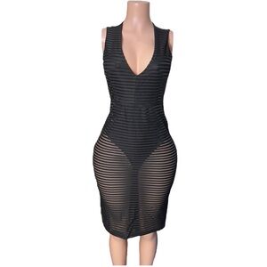274/Black Striped Bodycon Dress